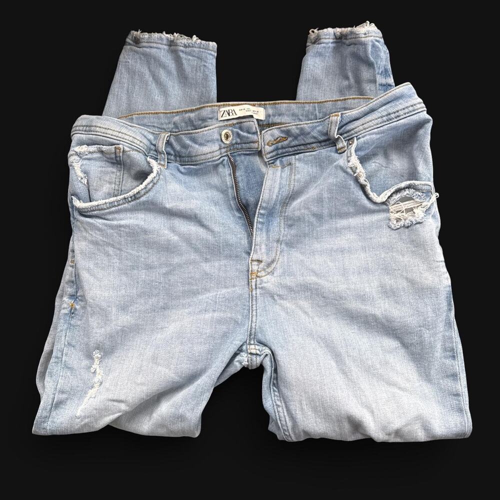 Zara light blue distressed skinny